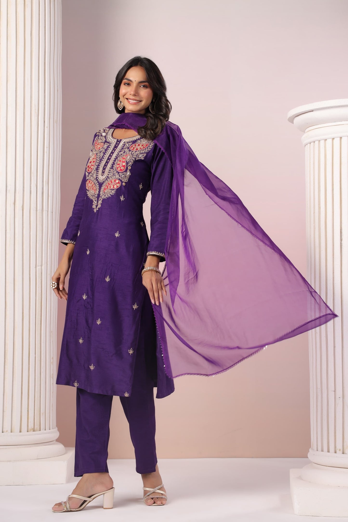 Purple classy silk suit
