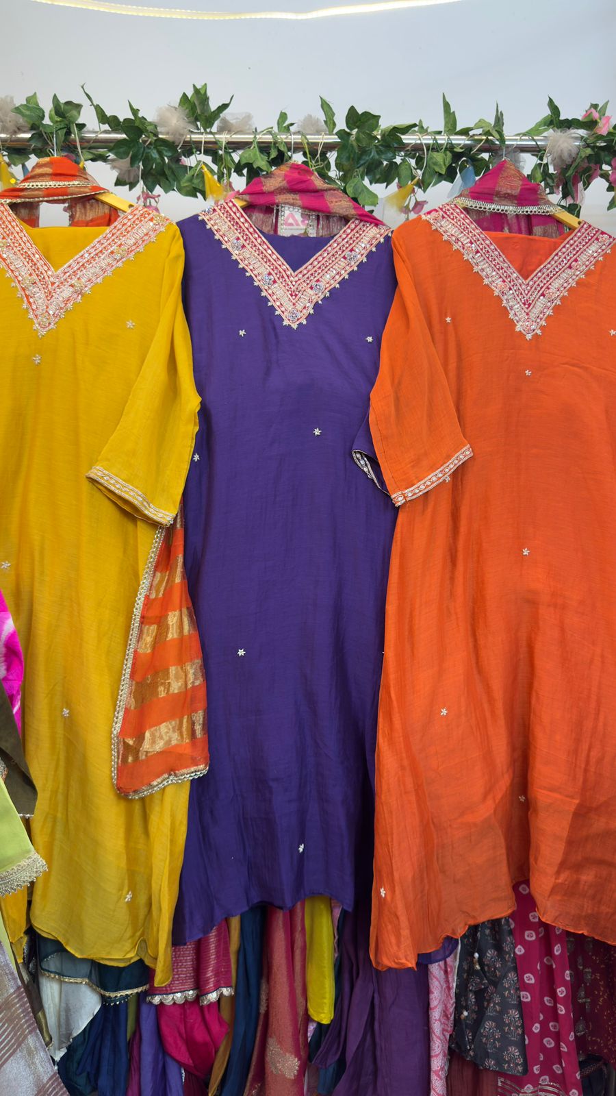 V hand work mul chandari suit