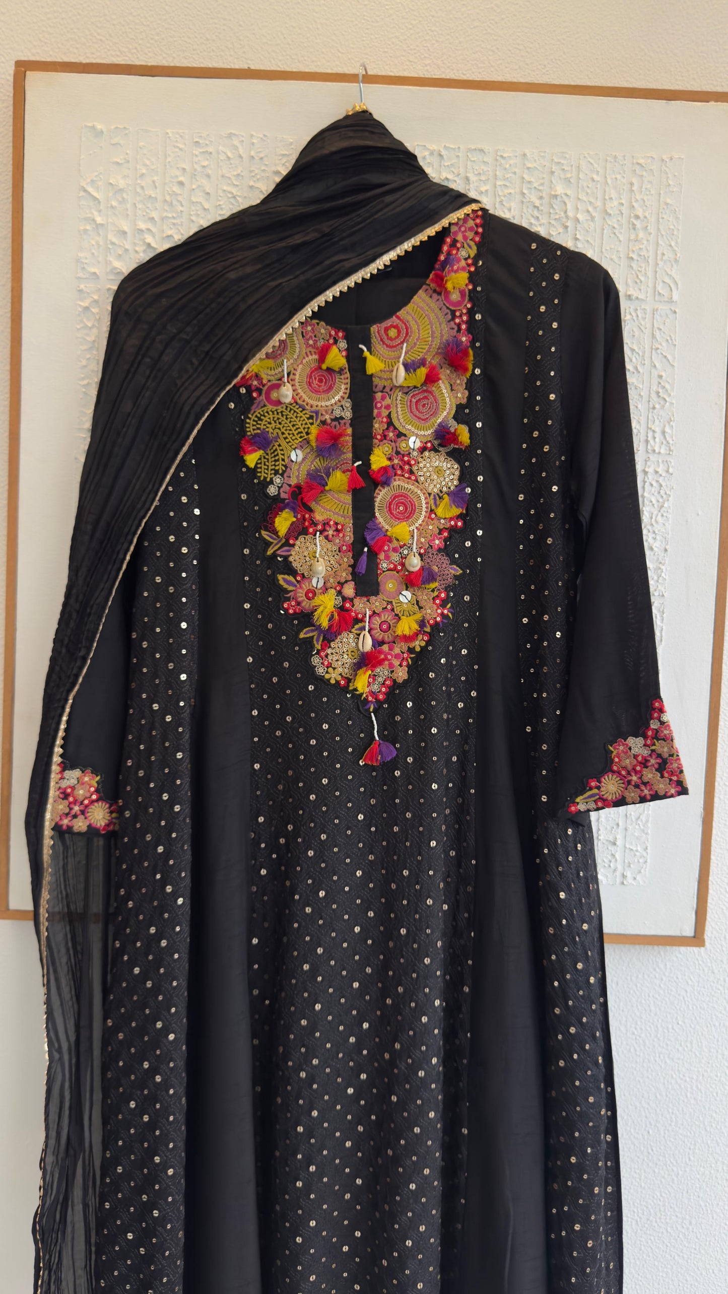 Black pure silk designer Anarkali