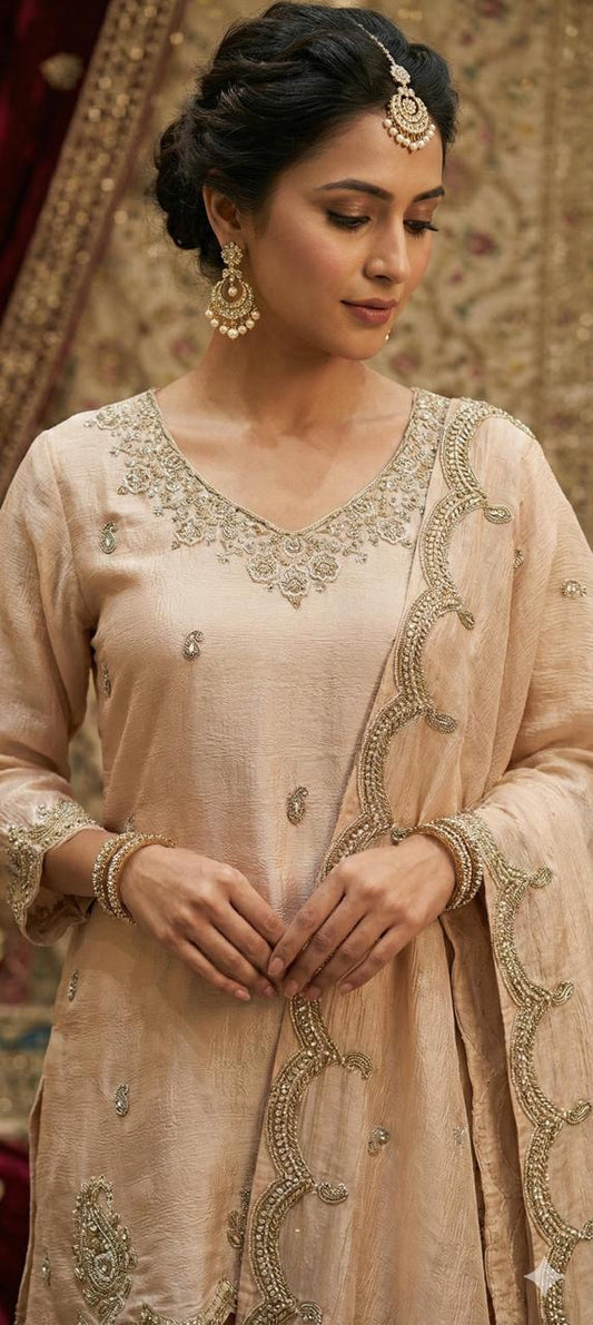 Classy peach chinon divider set