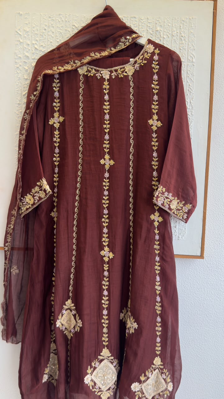 Rakhi special Anarkali in mul chandari fabric