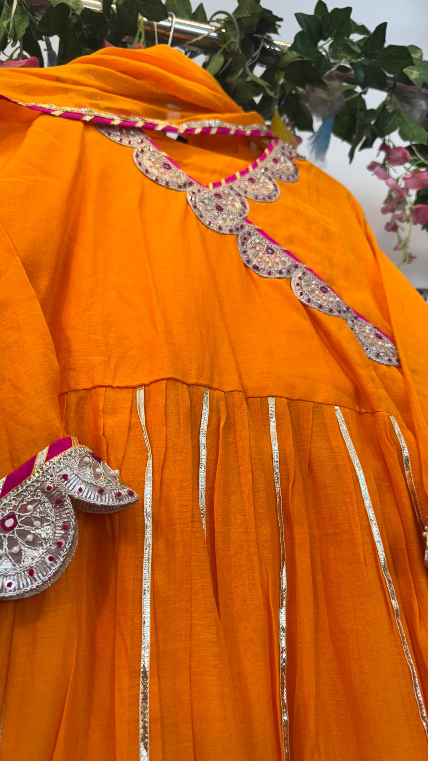 Fanta orange mul chandari Anarkali