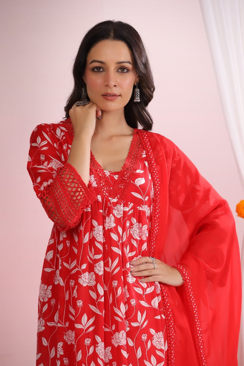 Bobbin lace red suit