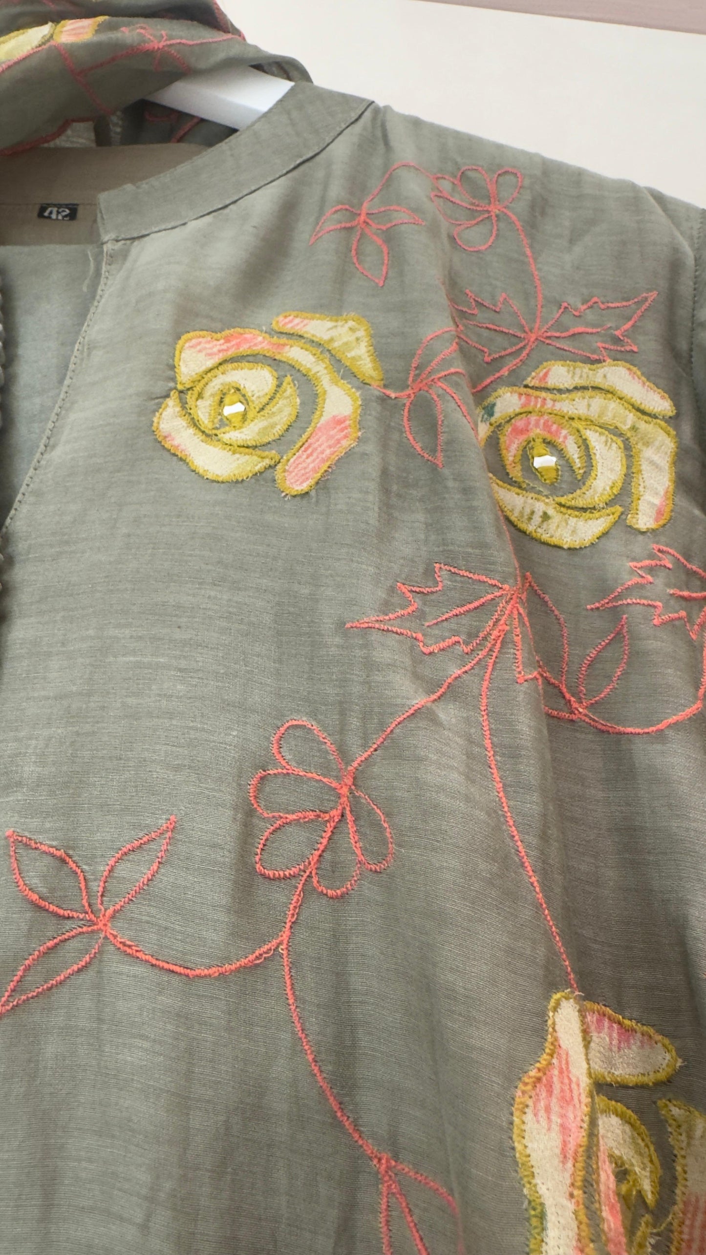 Appliqué mul chandari suit staright pattern