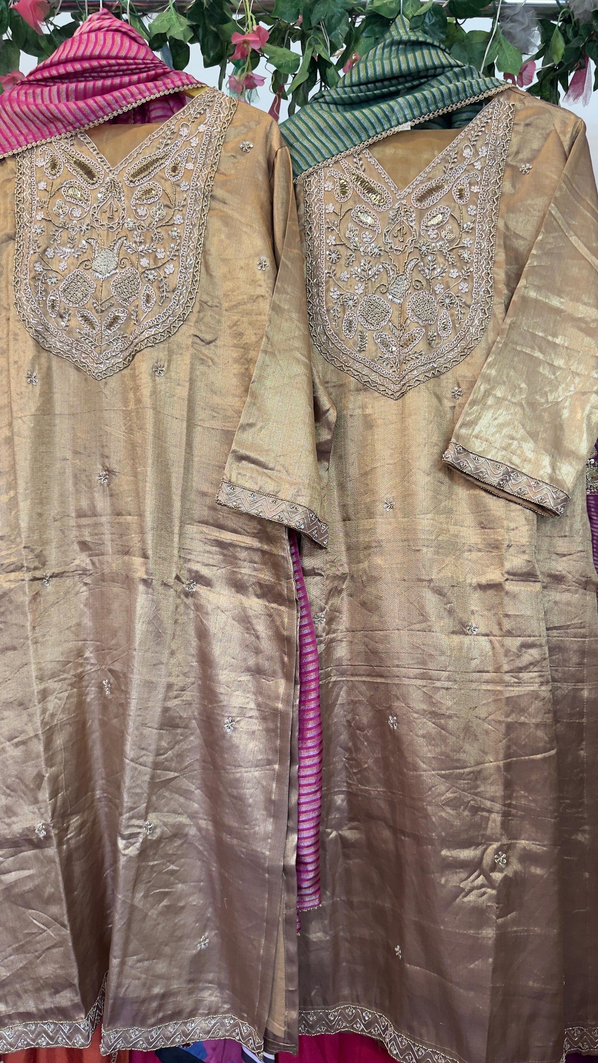 Golden cooper premium kurta pant with tissue dup