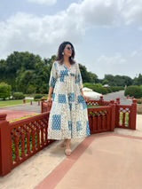 Off White Printed Cotton Dress