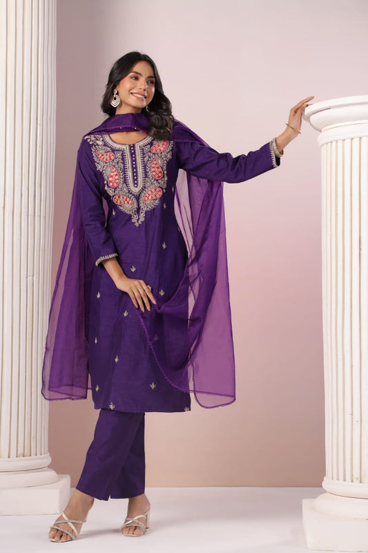 Purple classy silk suit
