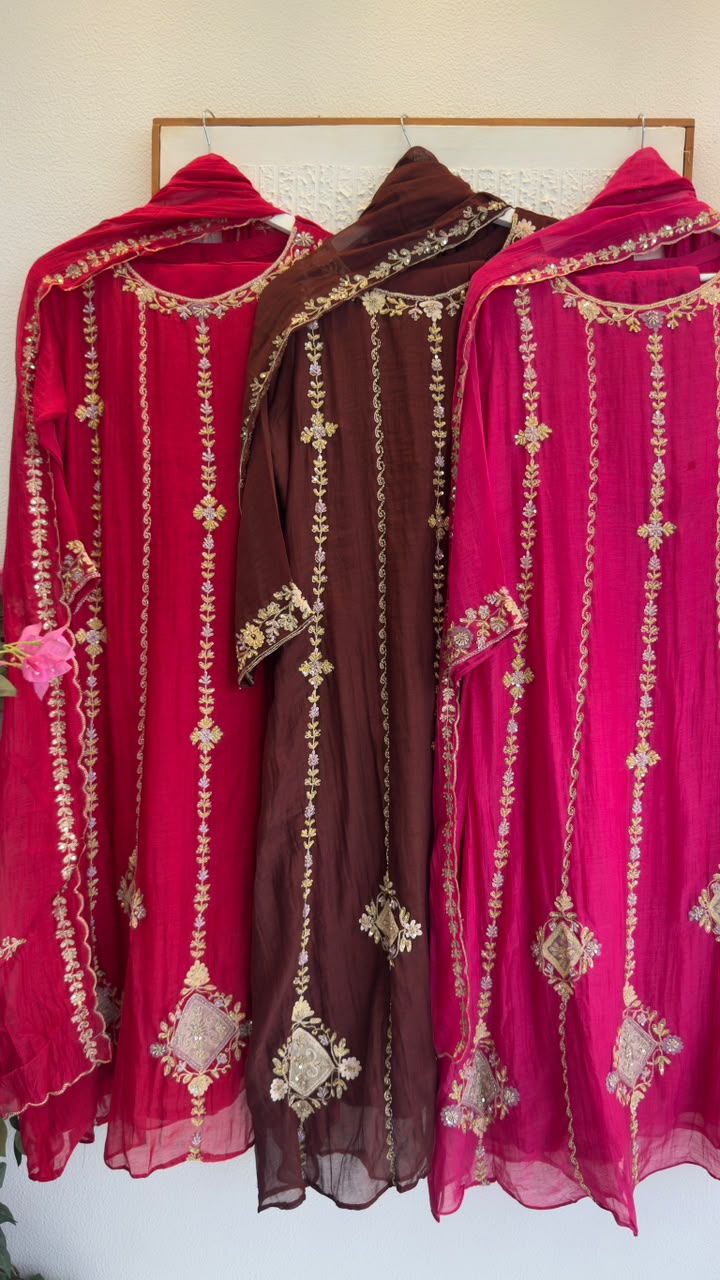 Rakhi special Anarkali in mul chandari fabric