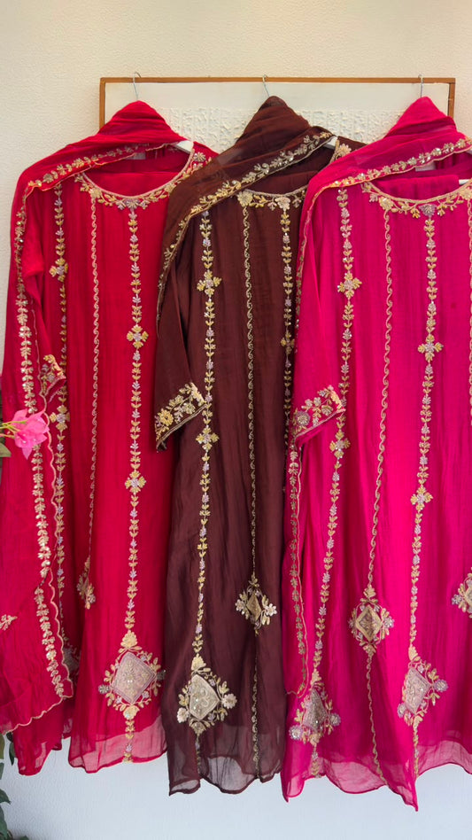 Rakhi special Anarkali in mul chandari fabric