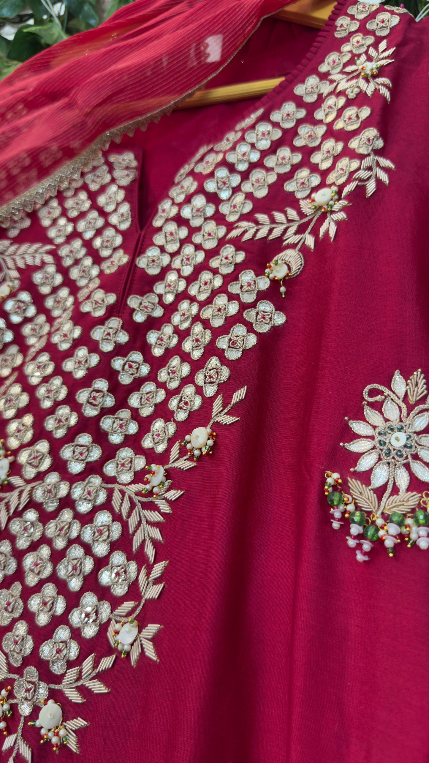 Premium silk gota zari heavy organza sharara dupppta