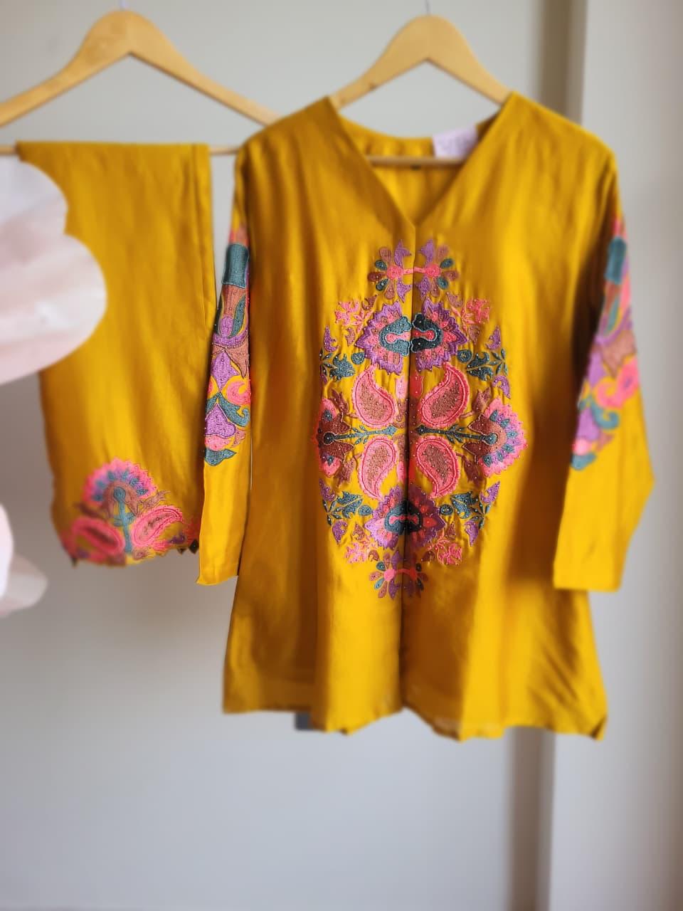 Premium African embroidery cotto ord set in chandari silk fabric