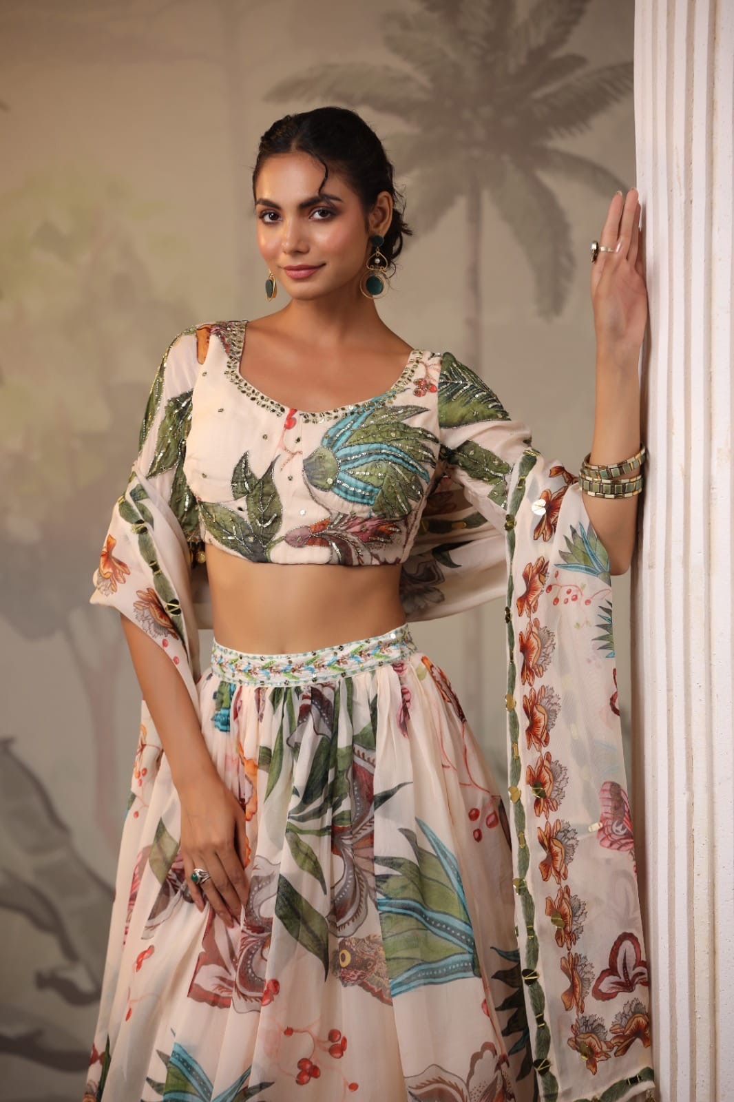 Luxe Tropical skirt blouse set