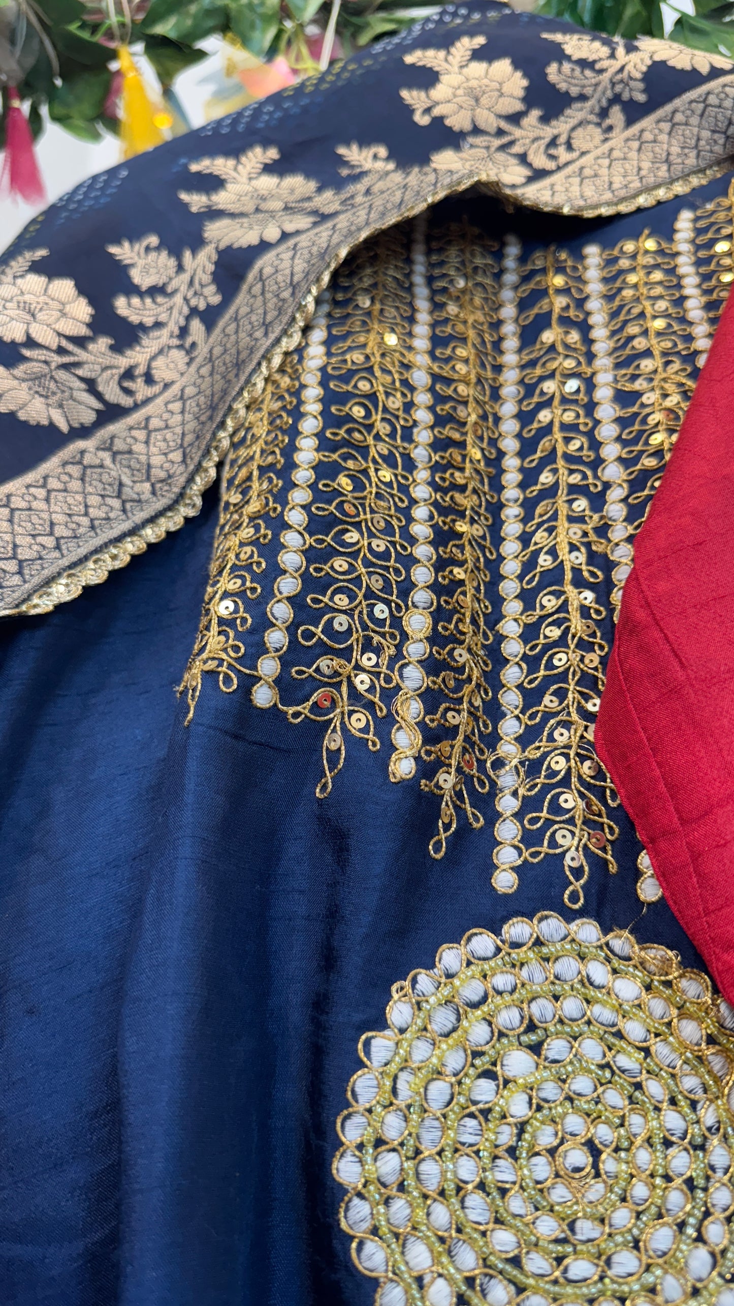 Circle hand work silk suit