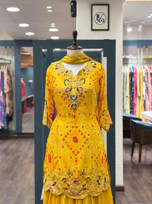 Yellow Bandhani skirt