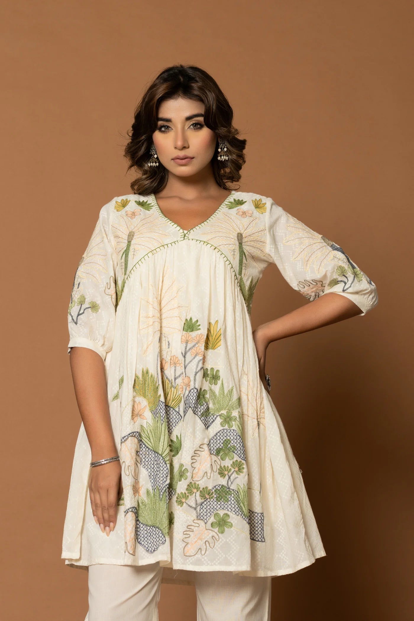Tropical creamy cotton Co ord set