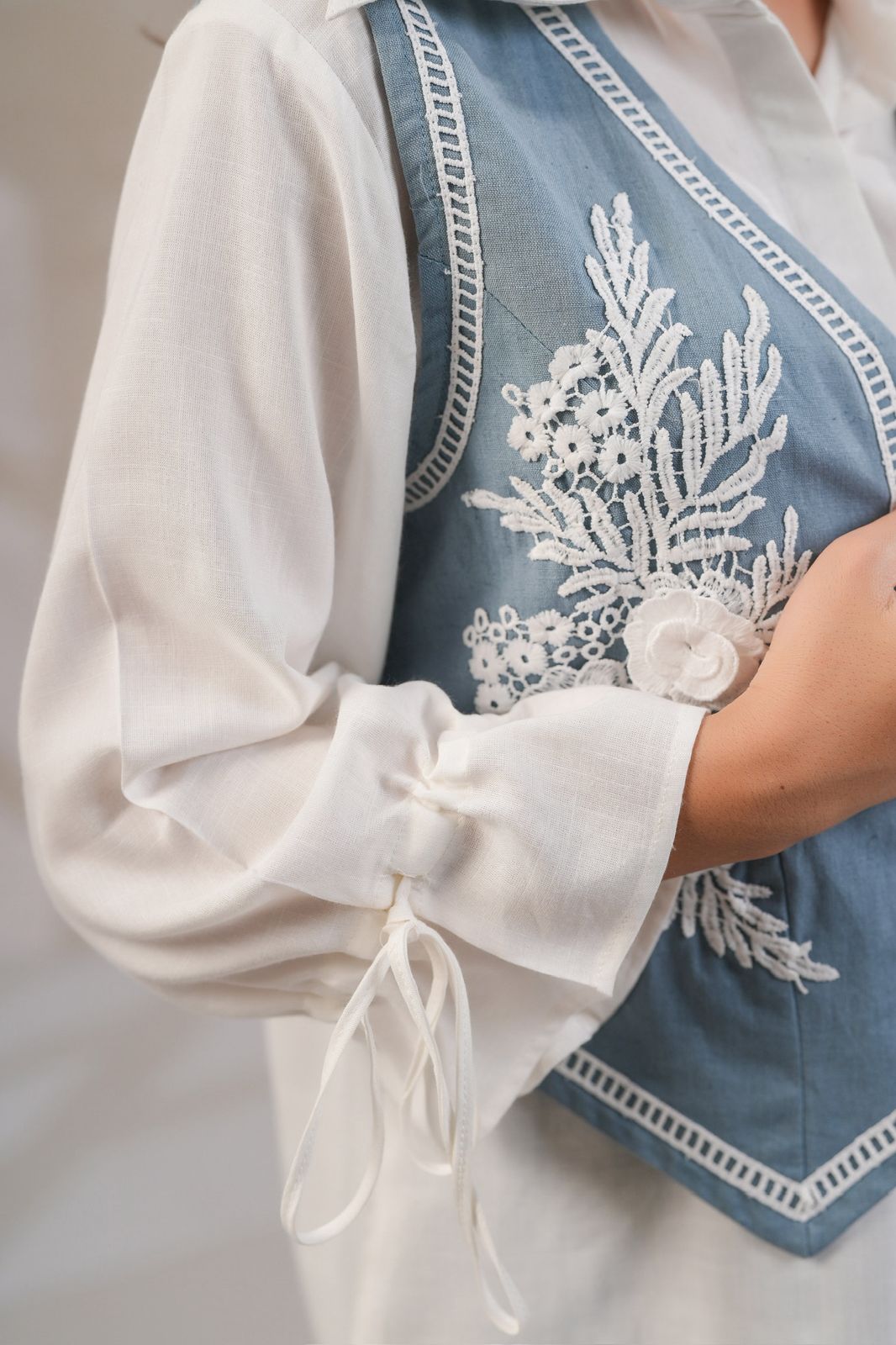 Blue Demin cotton jacket style Co ord set