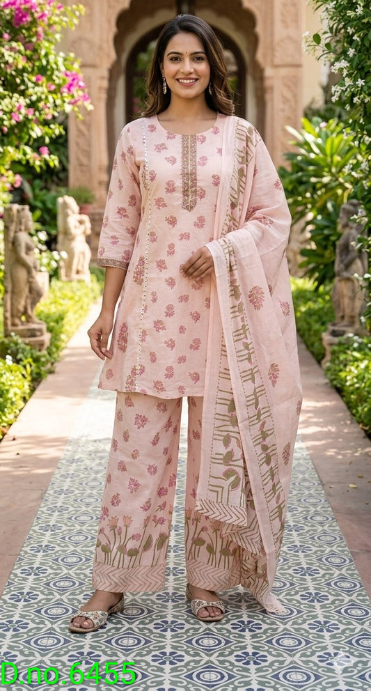 Classy chandari cotton hand block suit