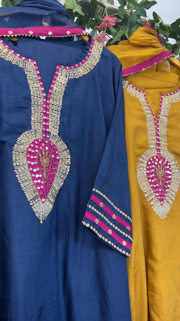 Lotus real mirror silk suit