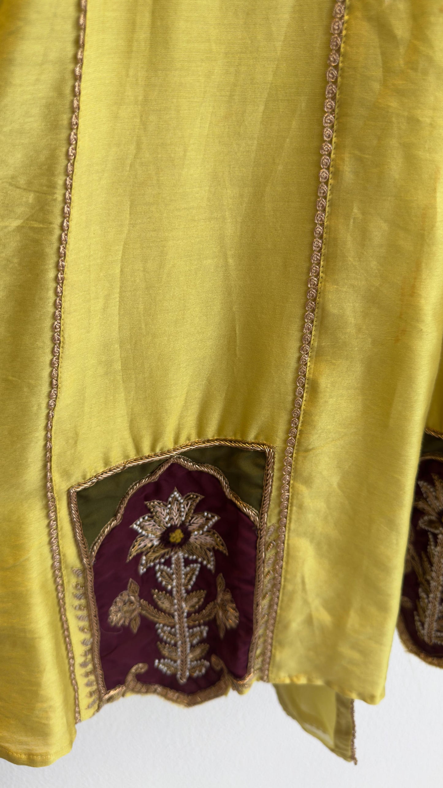 Mughal appliqué zardozi work premium chandari silk Anarkali