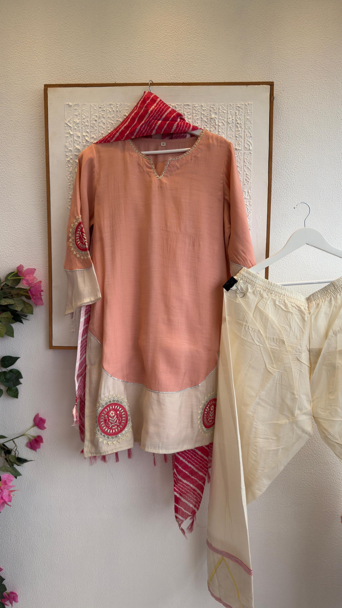 Chandari cotton with kota doria dupatta and Farshi salwar