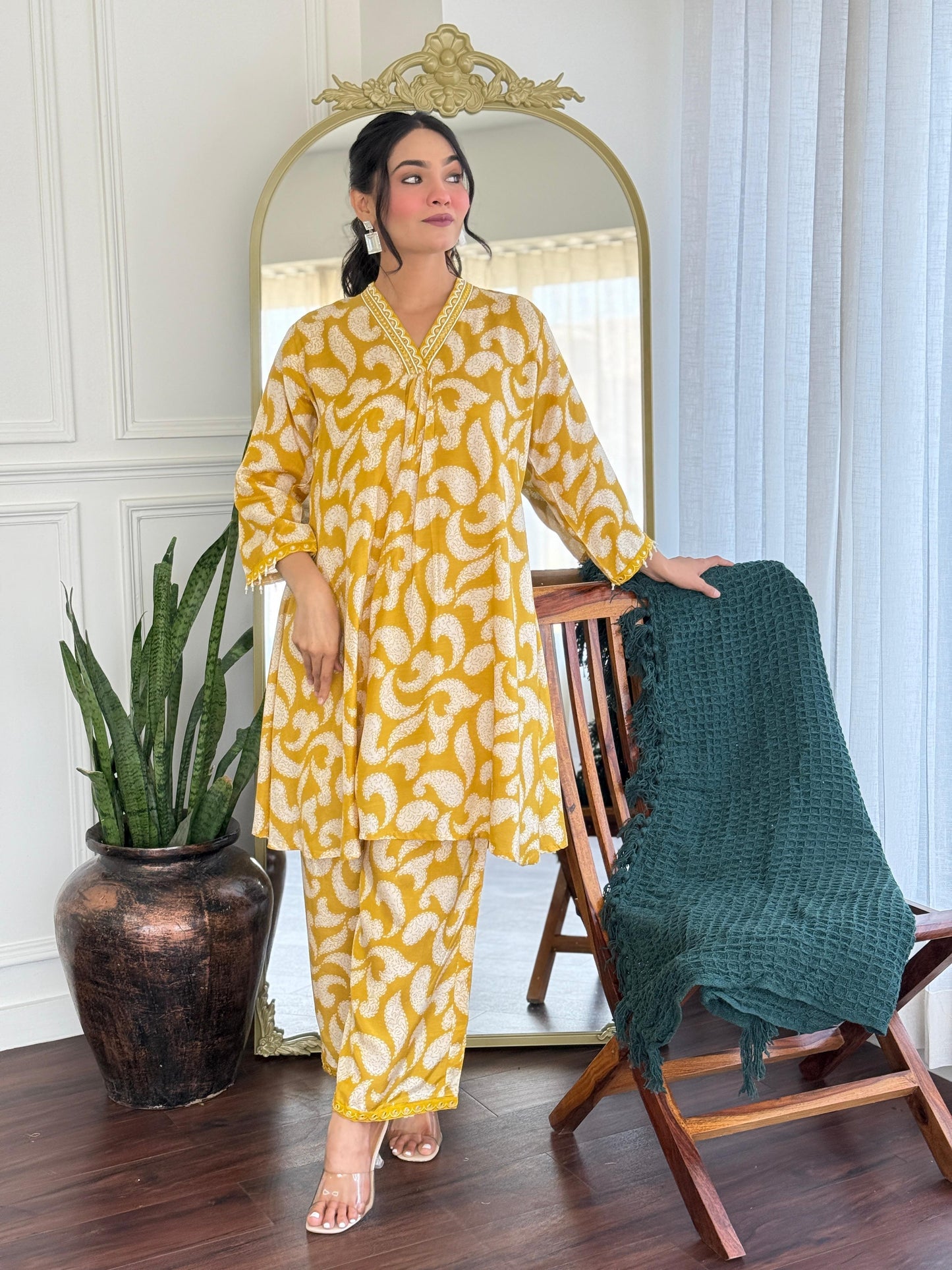 Smarty Muslin Yellow co ord set
