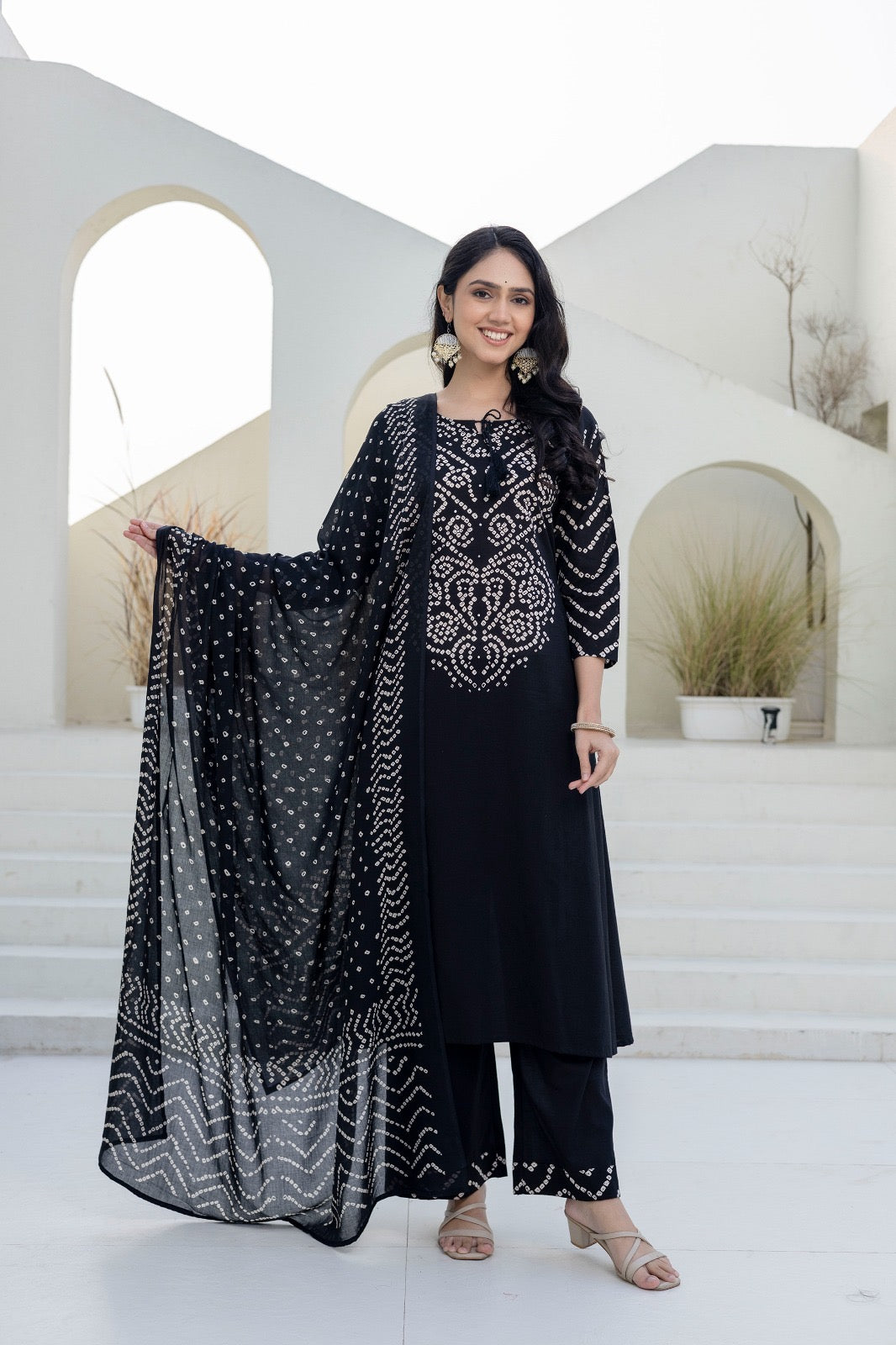 Black  Bandhani cotton suit
