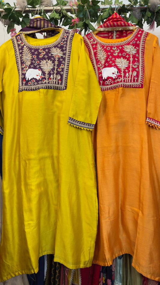 Picwai mul chandari premium suit with tissue organza Dupatta and pants