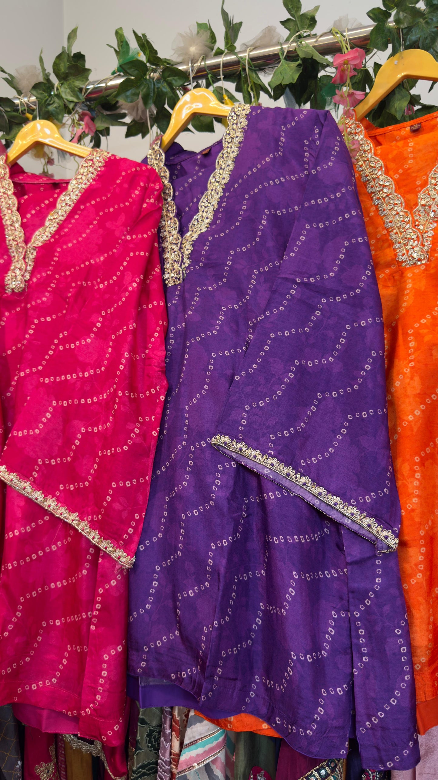 Trendy ethnic fusion Bandhani silk co ord set lining in both top & bottom