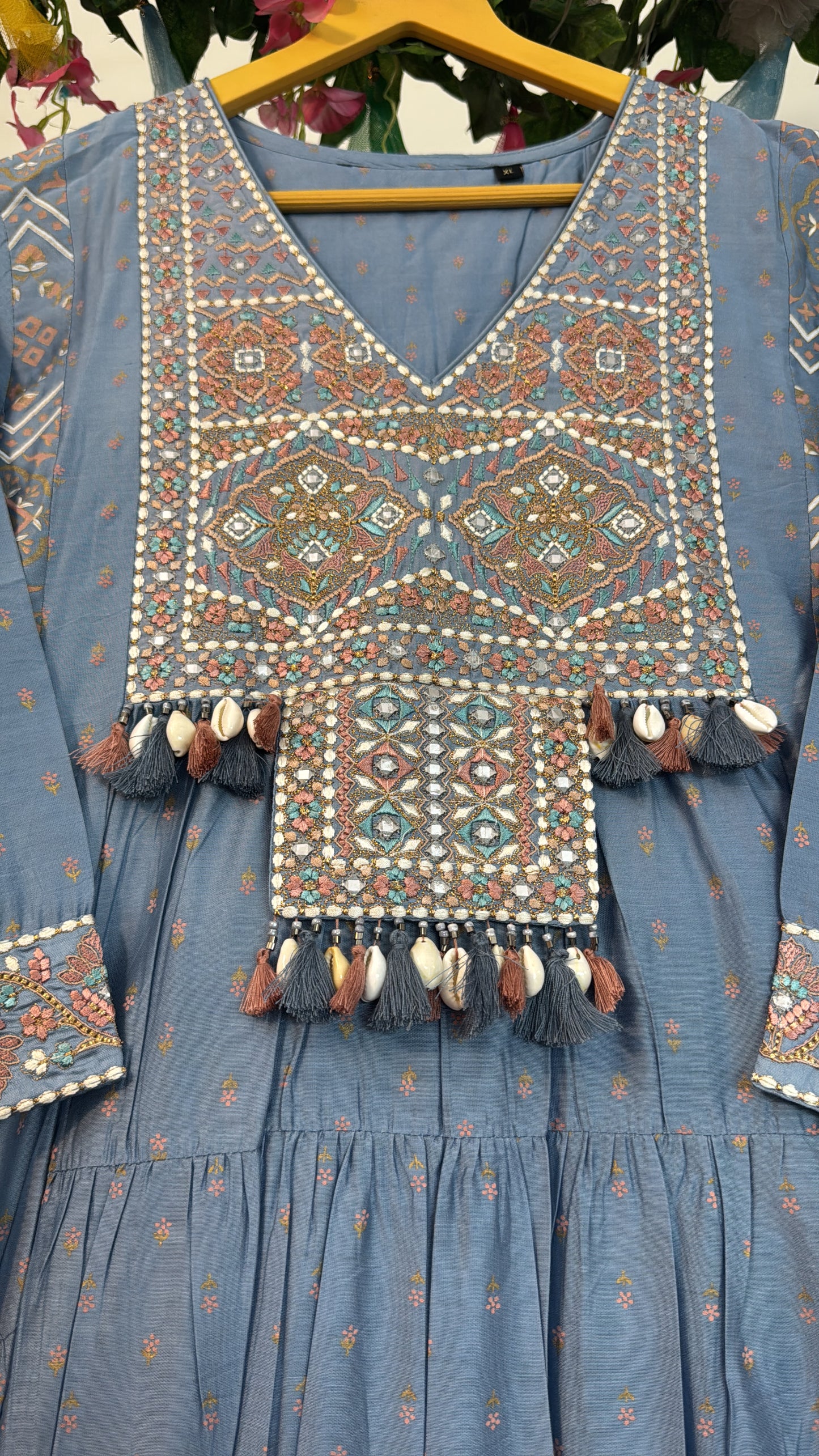 Ice blue silk gown