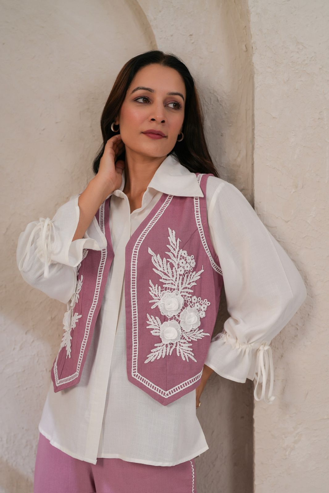 Pink Demin cotton jacket style Co ord set