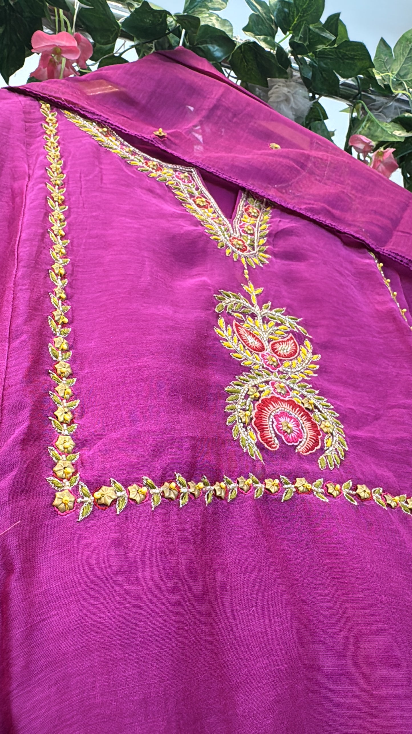 Purplish pink Aline mul chandari