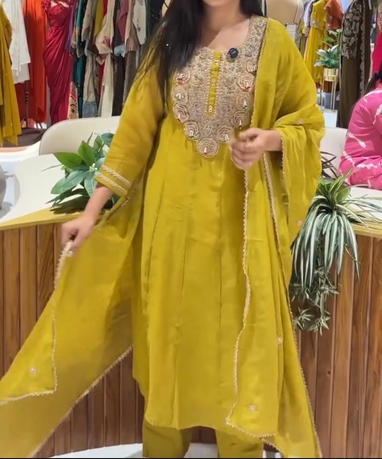 Pure mul chandari suit with elegant handwork