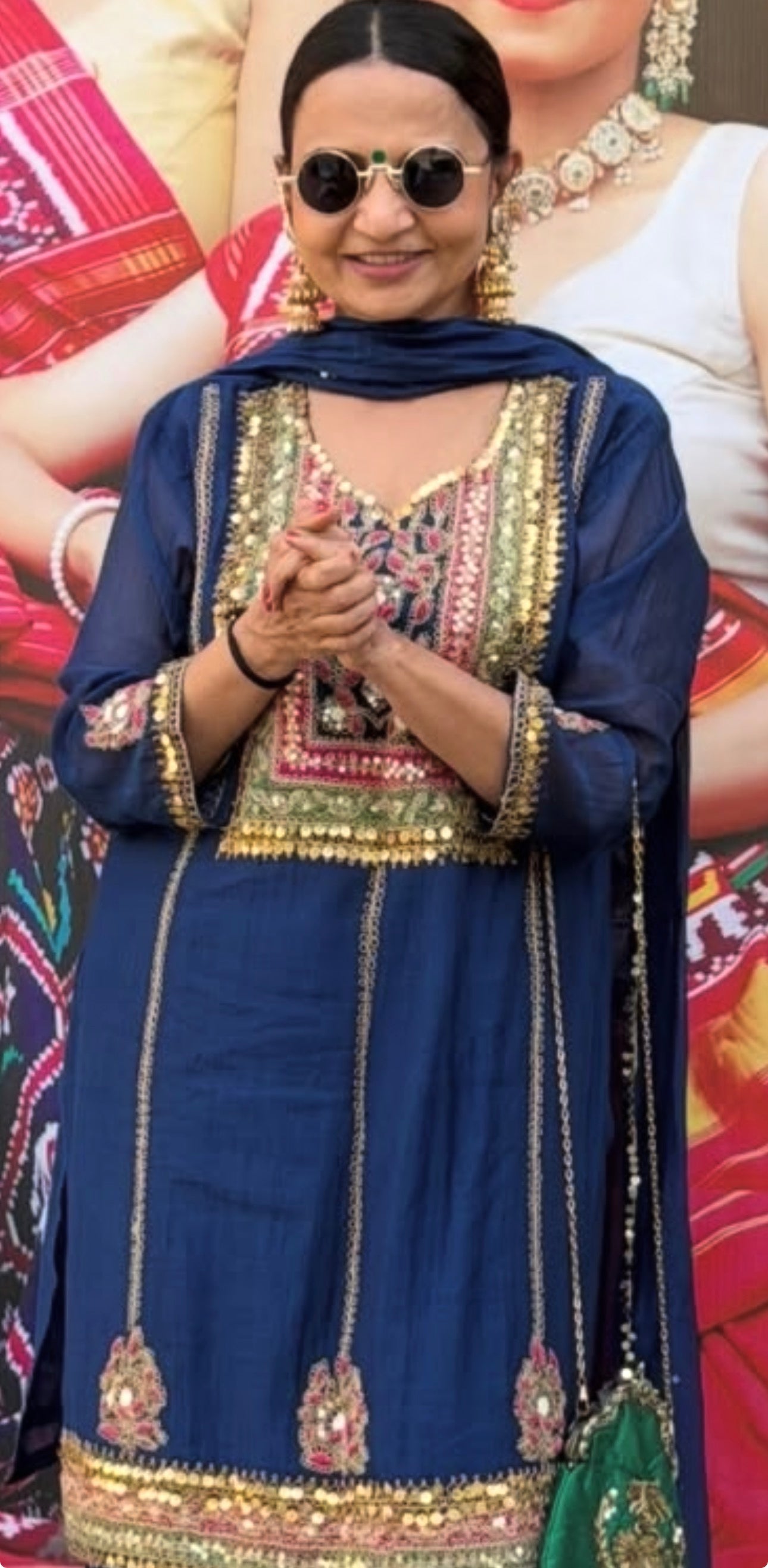 Luxe look heavy straight suit in mul chandari