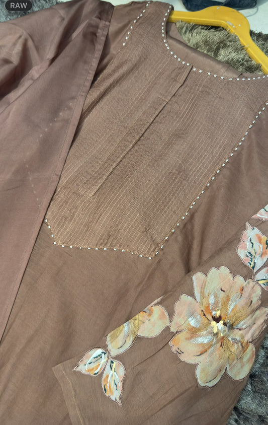 Brown hand printed mul chandari