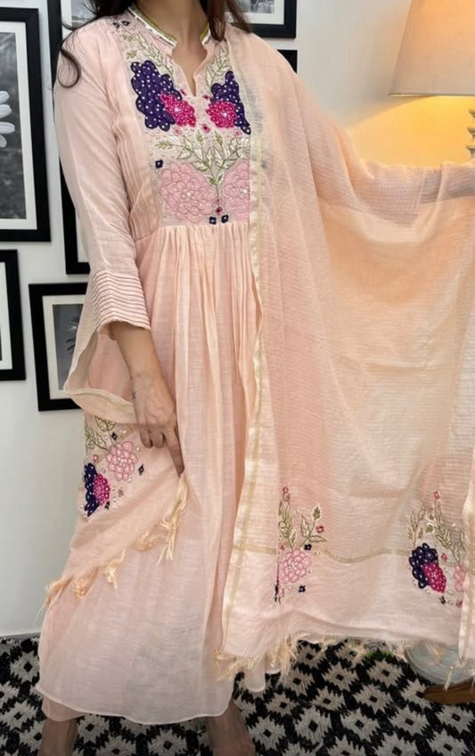 Embroidery & kota doria mul chandari suit