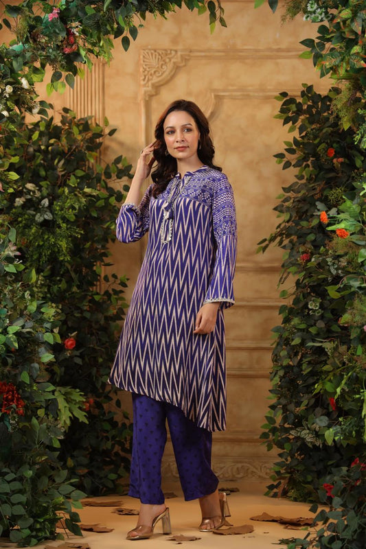 Real mirror  purple crepe silk co ord set