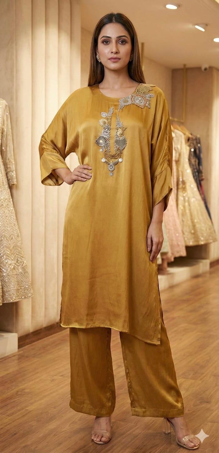 Premium Gajji crepe kaftan style Co ord set