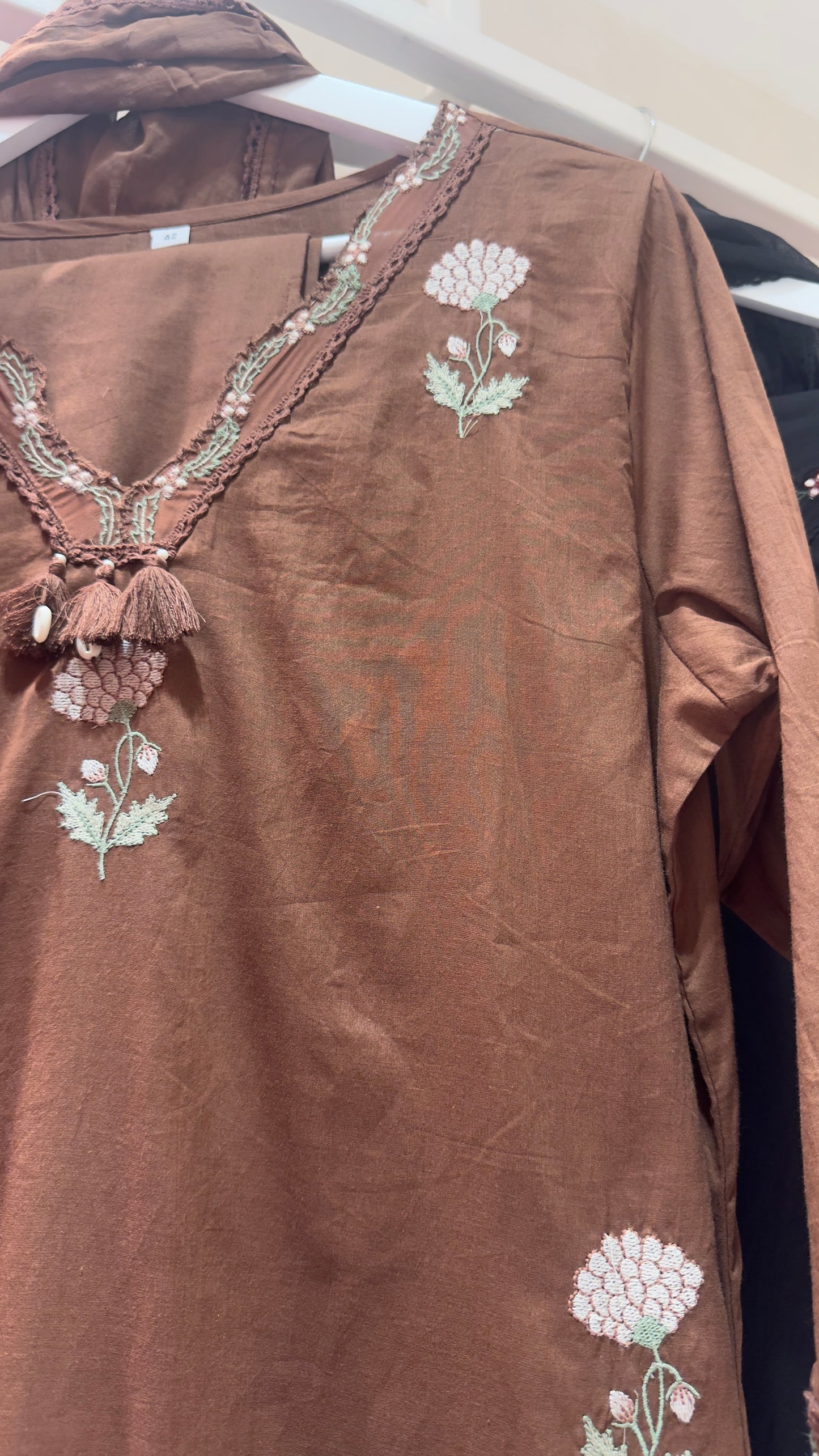 Pure cotton embroidery suit with cotton pants and Dupatta