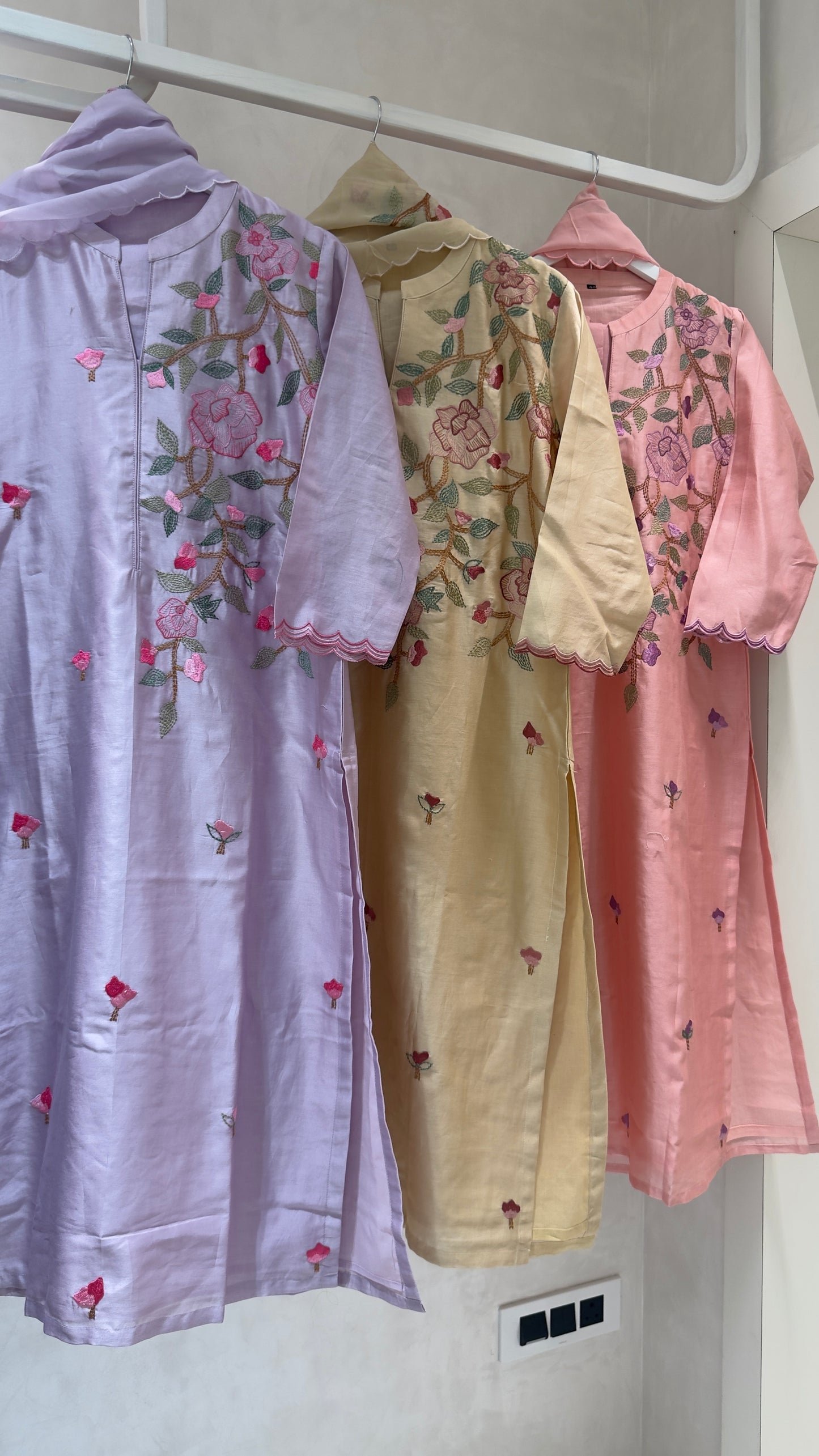 Pastel chandari silk staright suit with soft organza Dupatta and silk pants