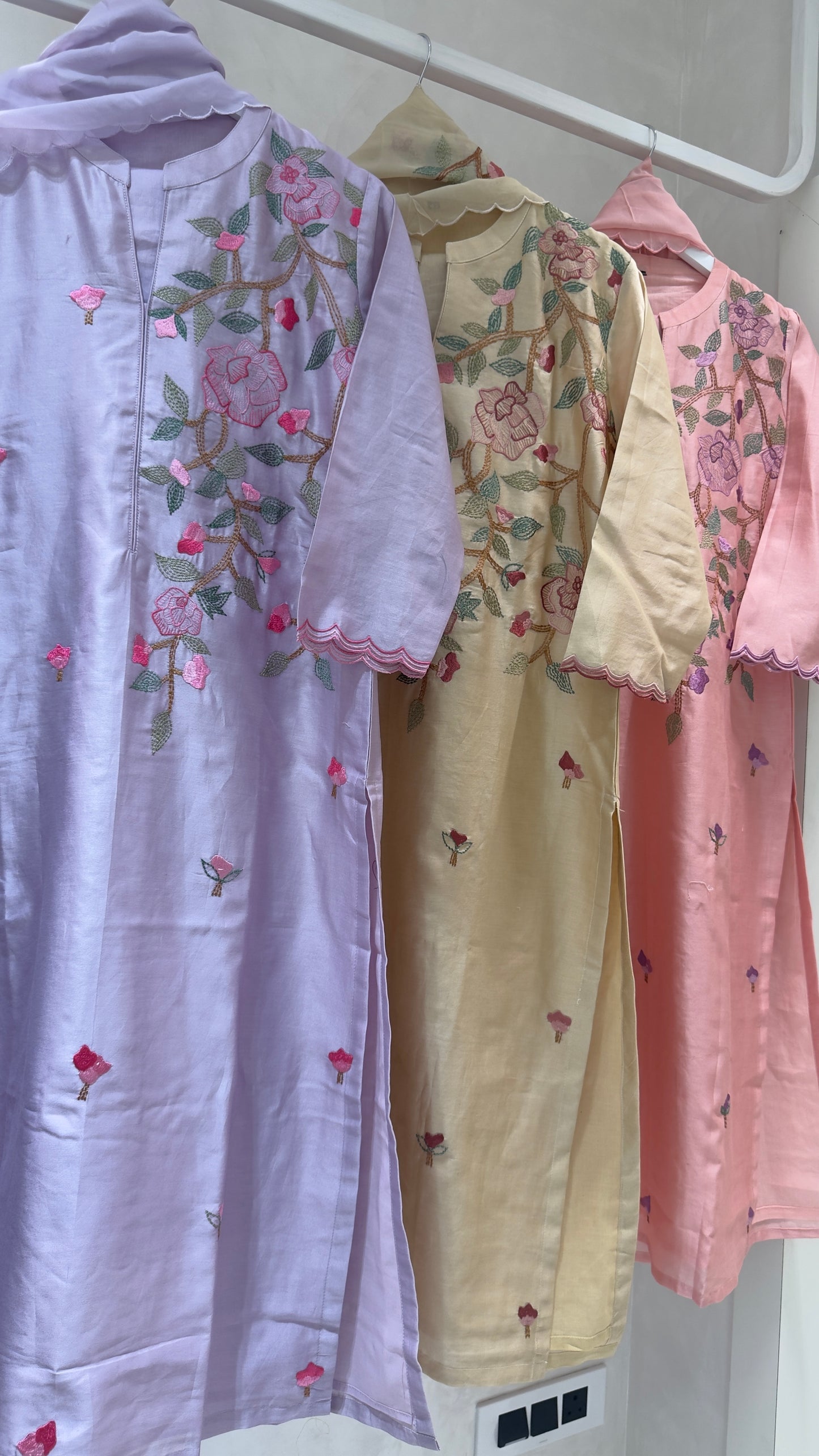 Pastel chandari silk staright suit with soft organza Dupatta and silk pants