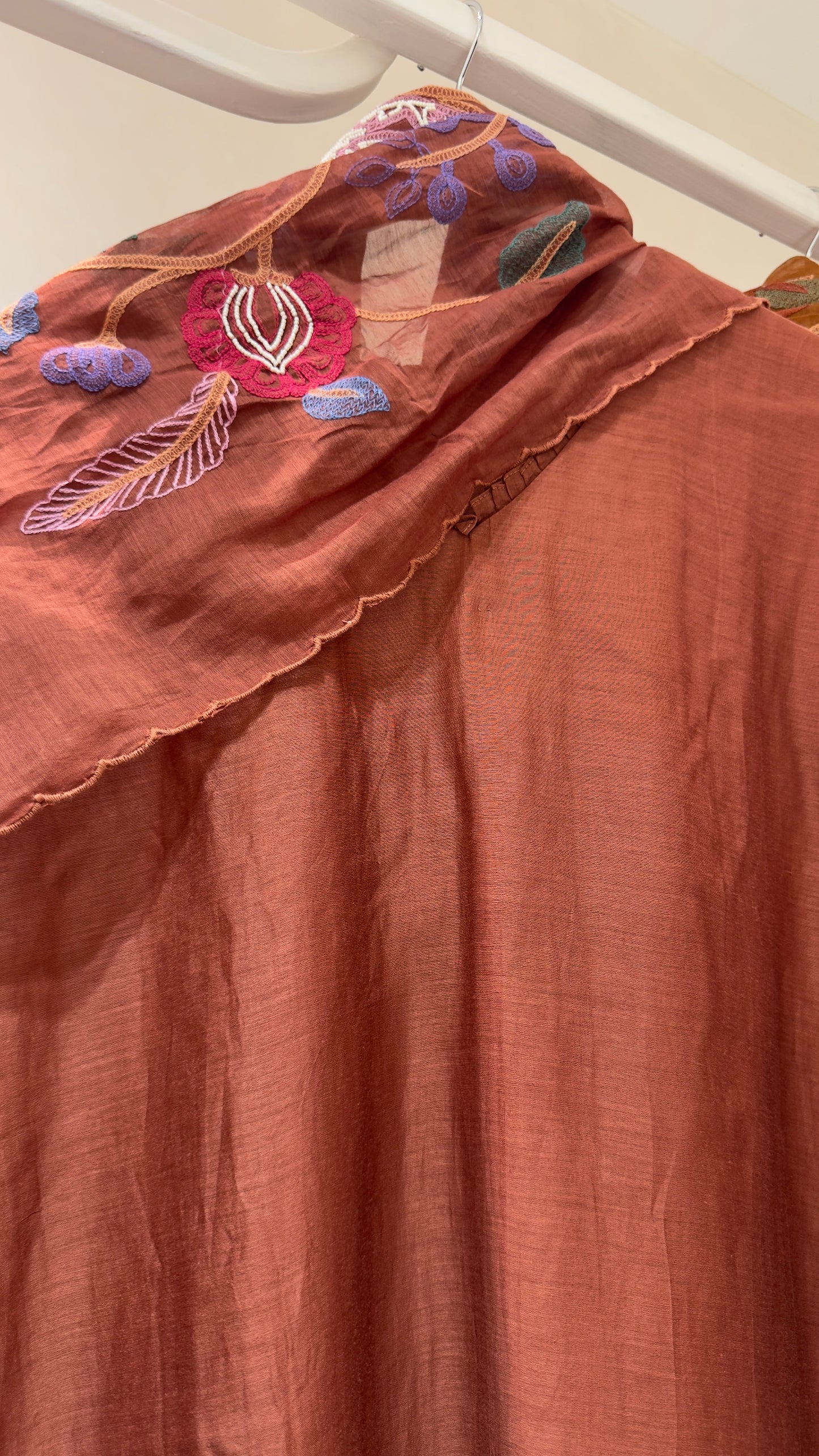 Everyday but style mul chandari suit with handwork