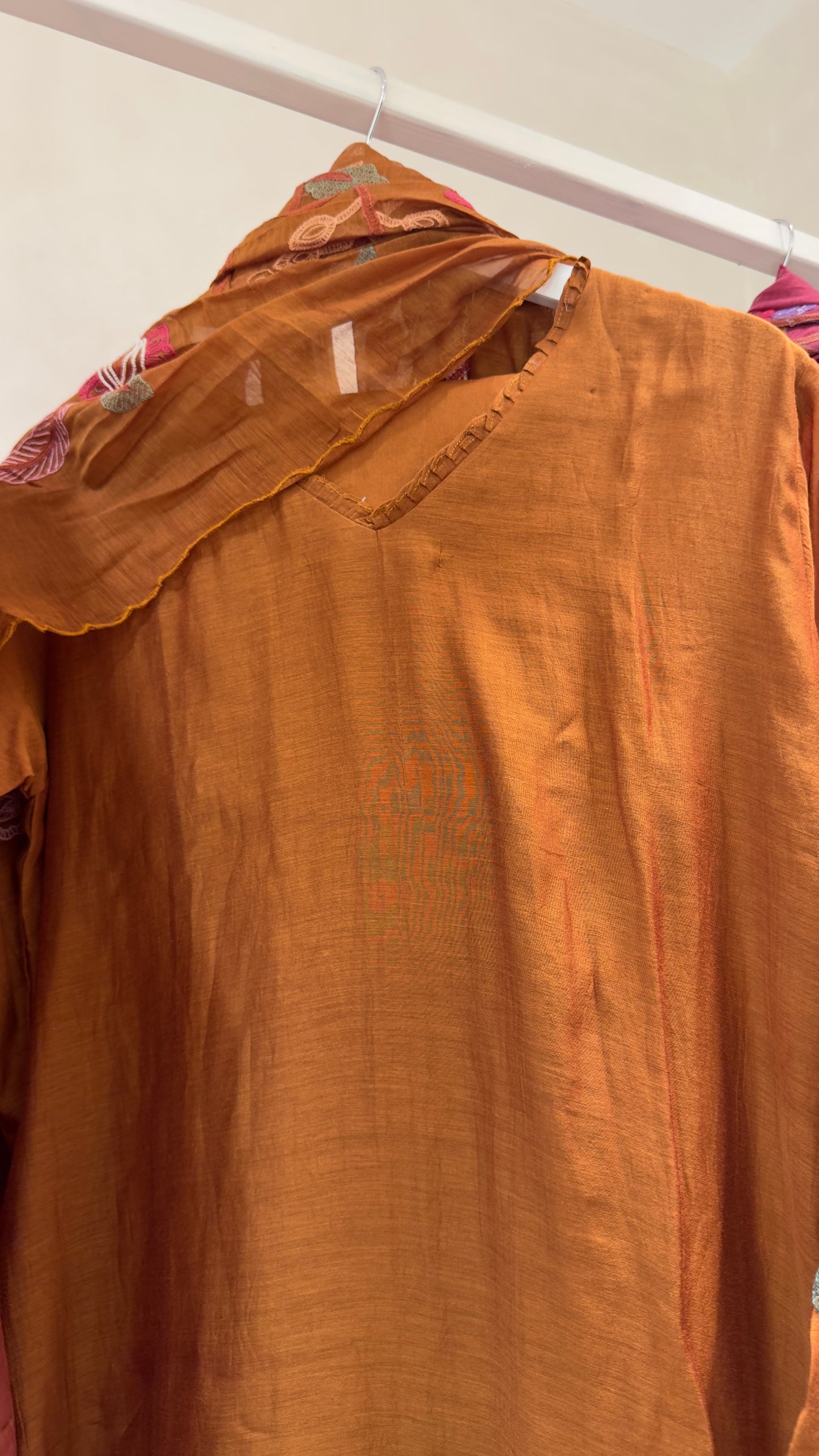Everyday but style mul chandari suit with handwork