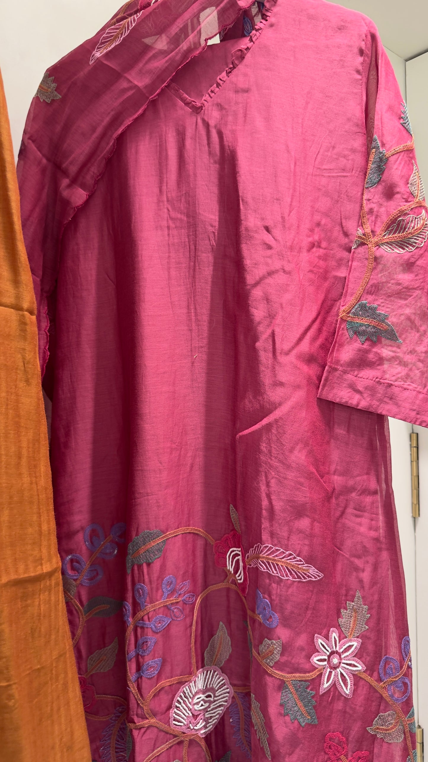Everyday but style mul chandari suit with handwork