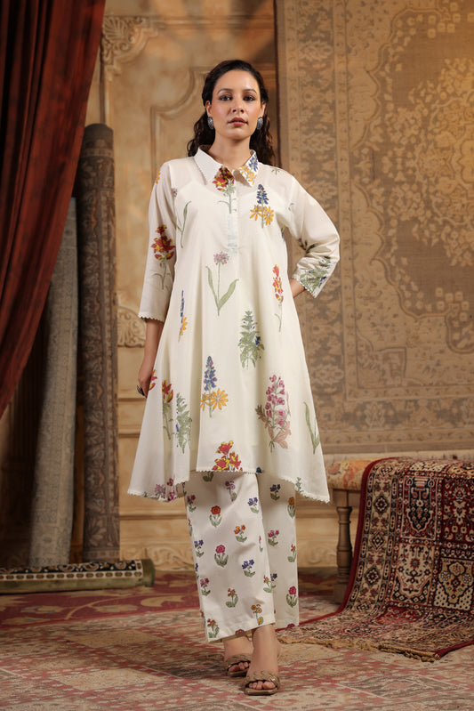 Mul cotton cream co ord set