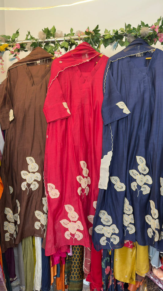 Casual appliqué mul chandari suit
