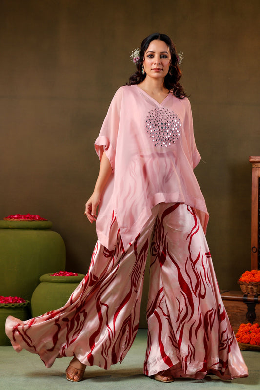 Baby pink divider set with organza top & satin divider