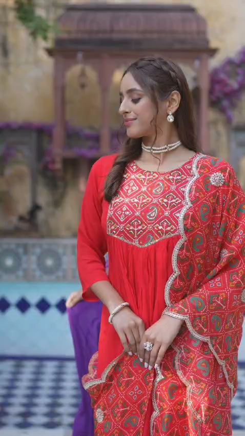 Chinon patola print Anarkali